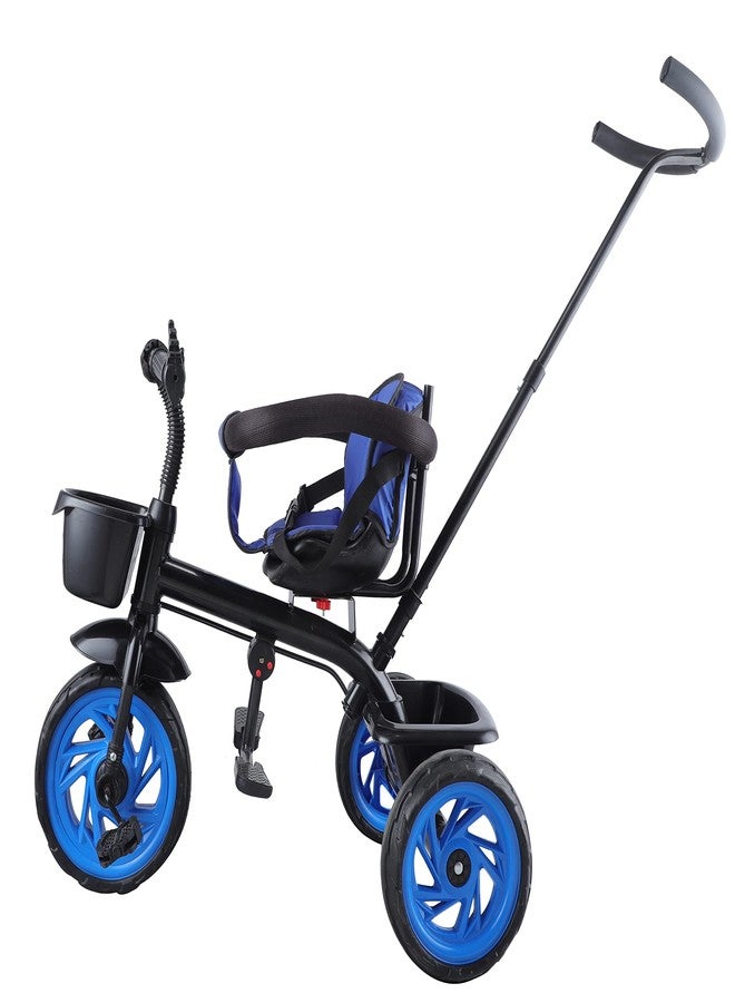 JoyRide Striker Trike Push & Plug Baby Trike with Dual Storage Basket, Adjustable Parental Handle, Detachable Guardrail, Harness, Folding Footrest for Kids| Boys| Girls Age Group 2 to 5 Years(Blue) - Image 4